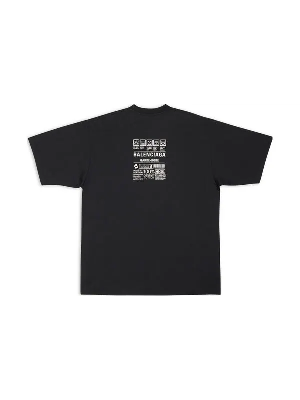 Футболка care label t-shirt medium fit 'black' Balenciaga — изображение 2 из 4, черный