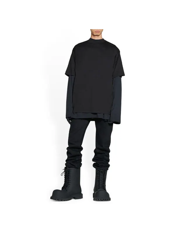 Футболка care label t-shirt medium fit 'black' Balenciaga — изображение 3 из 4, черный