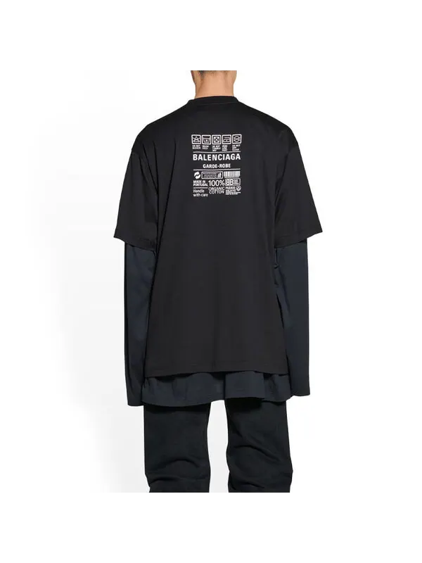 Футболка care label t-shirt medium fit 'black' Balenciaga — изображение 4 из 4, черный