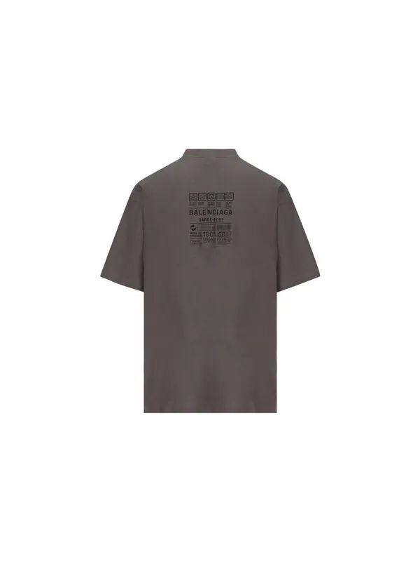 Футболка care label t-shirt medium fit 'grey black' Balenciaga — изображение 2 из 2, серый/черный