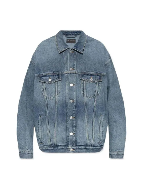 Куртка bleached-effect button-up denim jacket 'blue' Balenciaga — изображение 1 из 2, синий