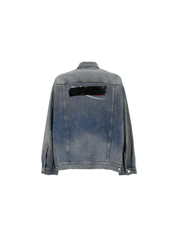 Куртка bleached-effect button-up denim jacket 'blue' Balenciaga — изображение 2 из 2, синий