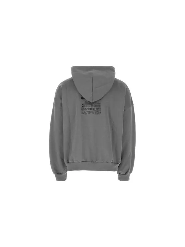 Толстовка care label hoodie middle fit 'grey black' Balenciaga — изображение 2 из 4, серый/черный