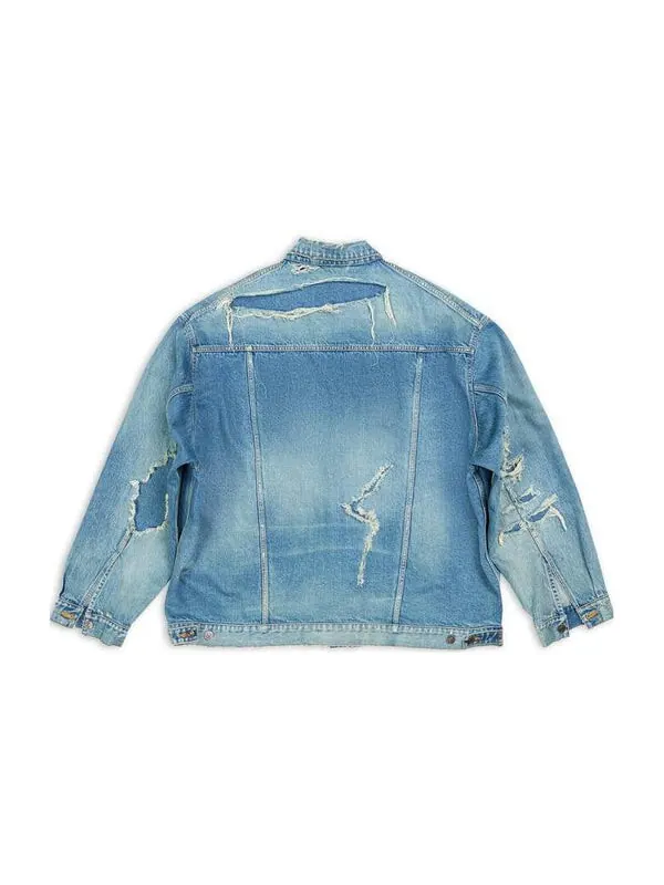 Куртка destroyed denim jacket 'blue' Balenciaga — изображение 2 из 4, синий