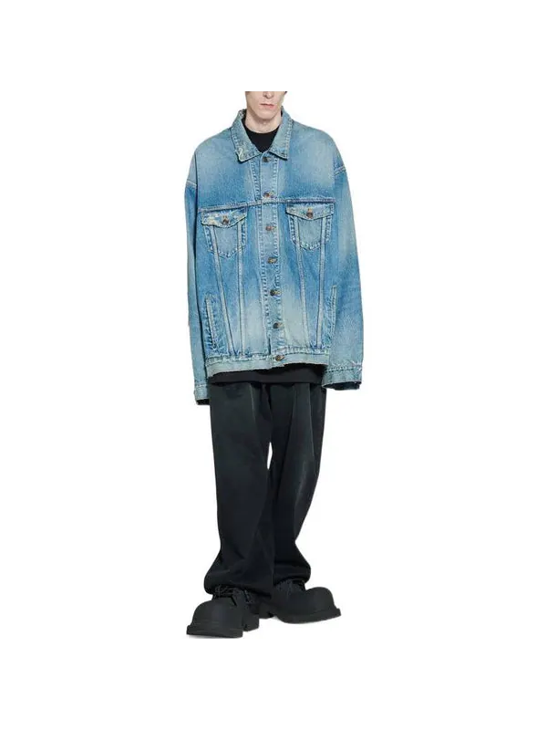 Куртка destroyed denim jacket 'blue' Balenciaga — изображение 3 из 4, синий