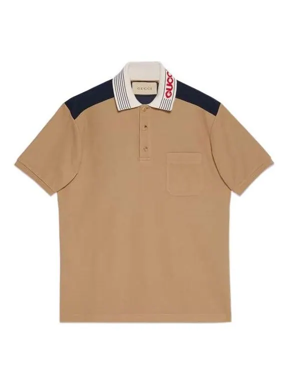 Поло Gucci Cotton Jersey Polo Shirt 'Camel' — изображение 1 из 4, бежевый