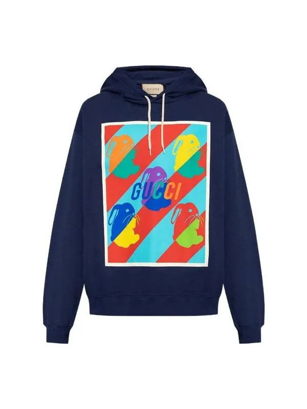 Толстовка Gucci graphic paint hoodie 'navy multi' — изображение 1 из 4, темно-синий/мульти
