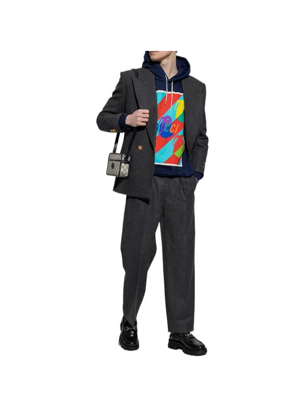 Толстовка Gucci graphic paint hoodie 'navy multi' — изображение 2 из 4, темно-синий/мульти
