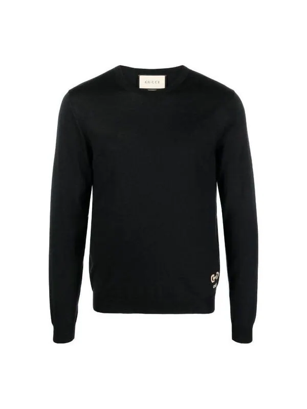 Свитер Gucci wool sweater with horsebit intarsia — изображение 1 из 4, черный