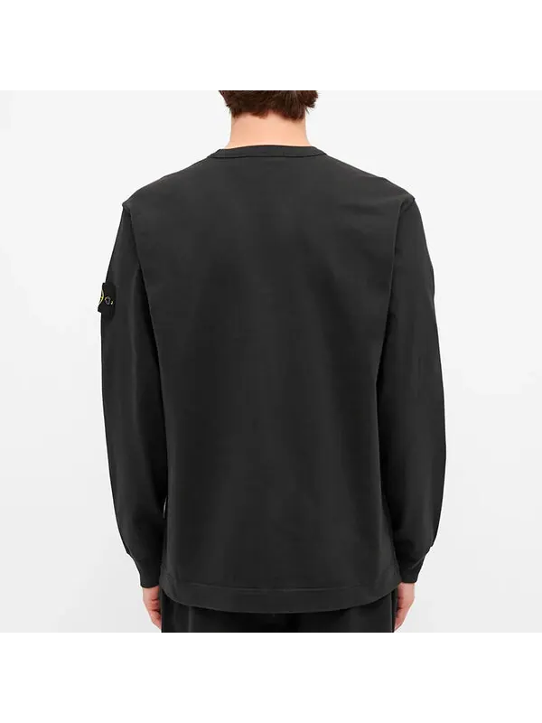 Толстовка garment dyed lightweight crew sweatshirt 'black' Stone Island — изображение 2 из 3, черный