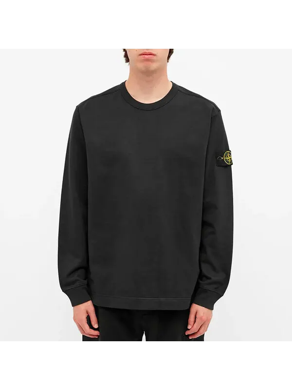 Толстовка garment dyed lightweight crew sweatshirt 'black' Stone Island — изображение 3 из 3, черный