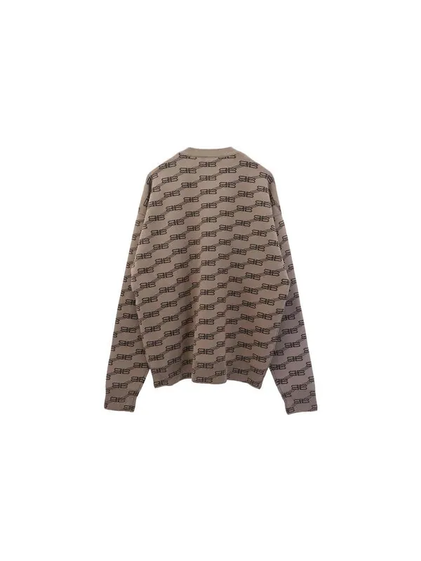 Свитер bb allover crewneck knit sweater 'beige' Balenciaga — изображение 2 из 4, бежевый