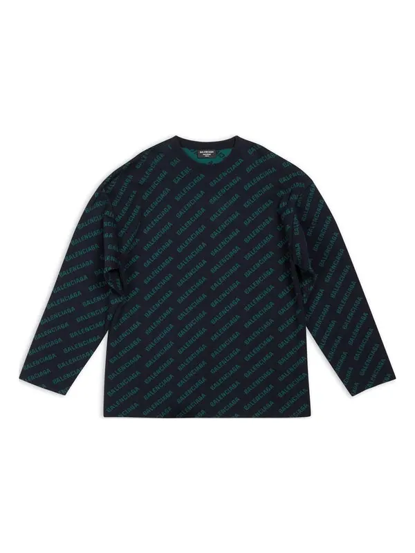 Свитер mini allover logo sweater 'dark blue green' Balenciaga — изображение 1 из 4, темный синий/зеленый