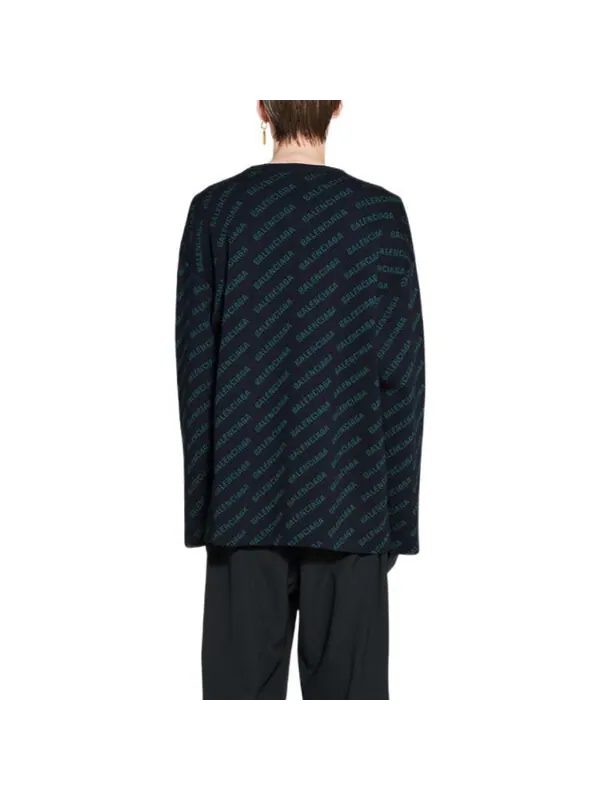 Свитер mini allover logo sweater 'dark blue green' Balenciaga — изображение 3 из 4, темный синий/зеленый