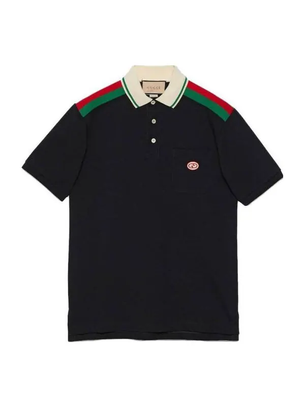 Рубашка поло Gucci Cotton Polo With Interlocking G — изображение 1 из 4, черный