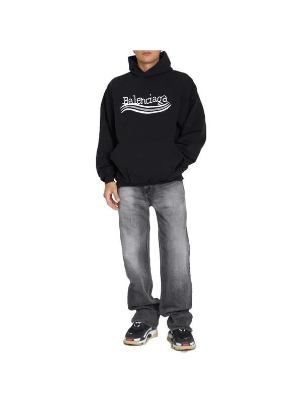 Толстовка hand drawn political campaign hoodie 'black' Balenciaga — изображение 2 из 3, черный