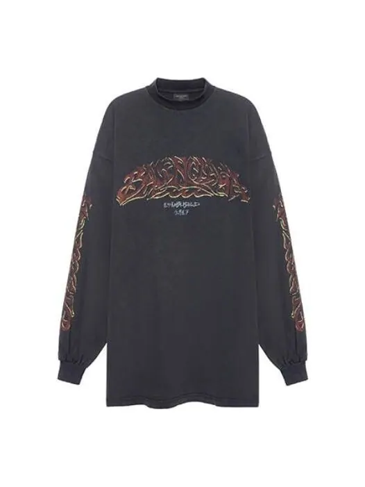 Футболка offshore long sleeve t-shirt oversized 'black faded' Balenciaga — изображение 1 из 4, черный