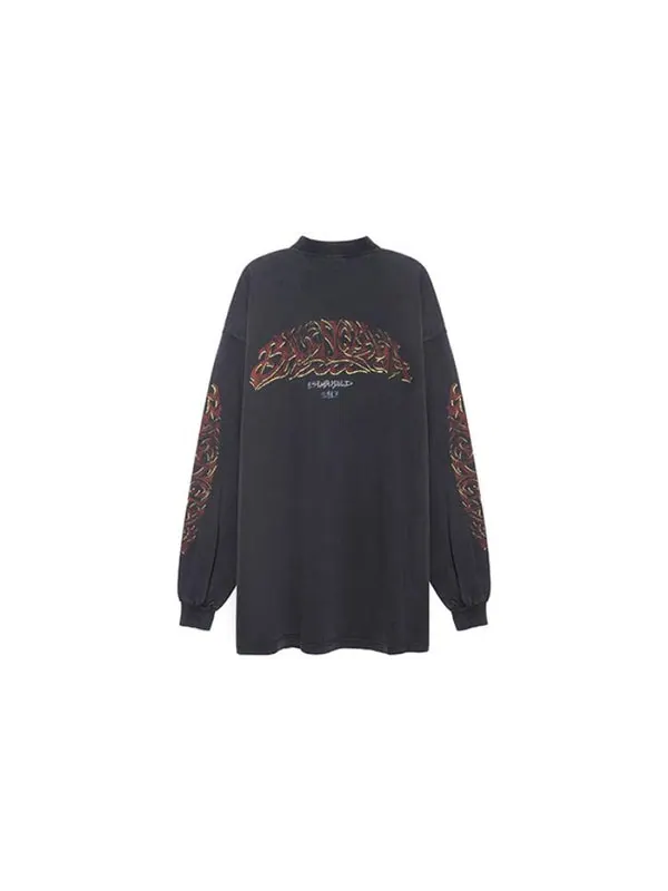 Футболка offshore long sleeve t-shirt oversized 'black faded' Balenciaga — изображение 2 из 4, черный