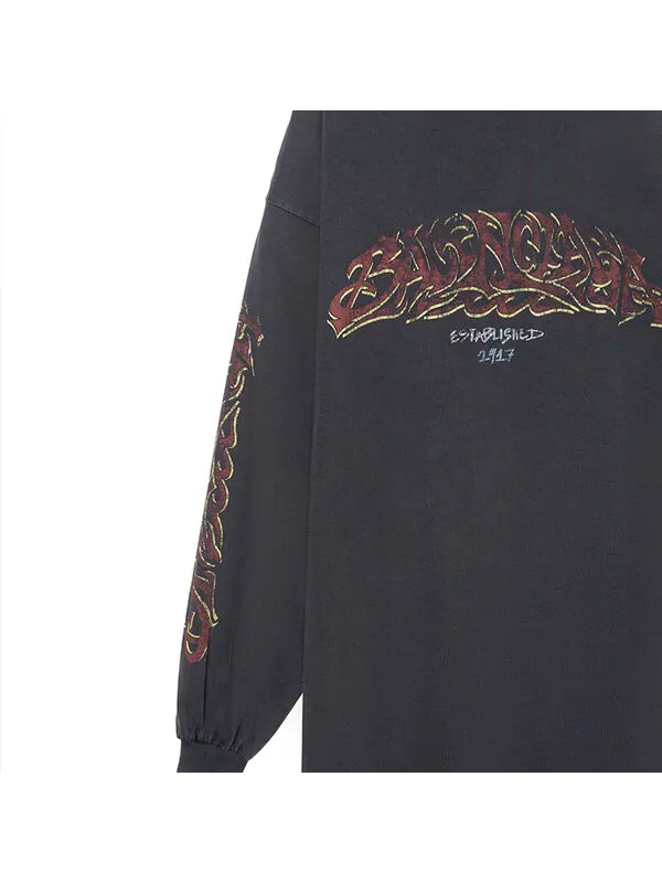Футболка offshore long sleeve t-shirt oversized 'black faded' Balenciaga — изображение 4 из 4, черный