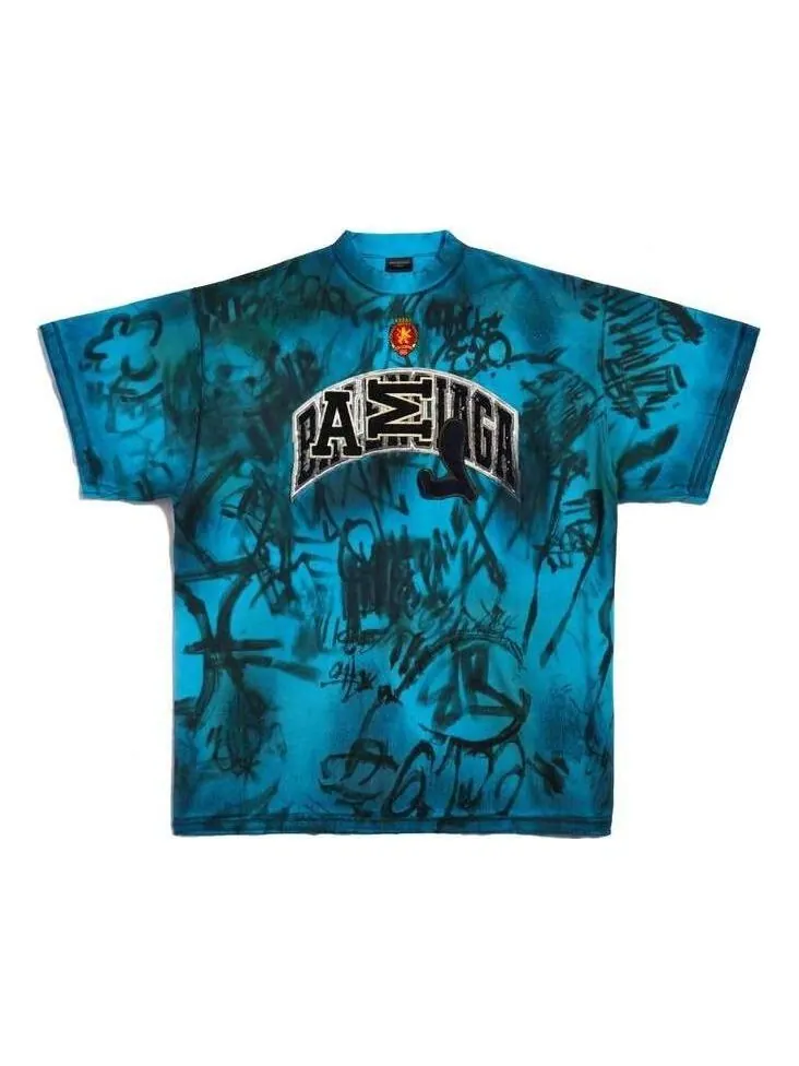 Футболка Balenciaga Skater Graffiti T-Shirt 'Blue Sky' — изображение 1 из 2, синий