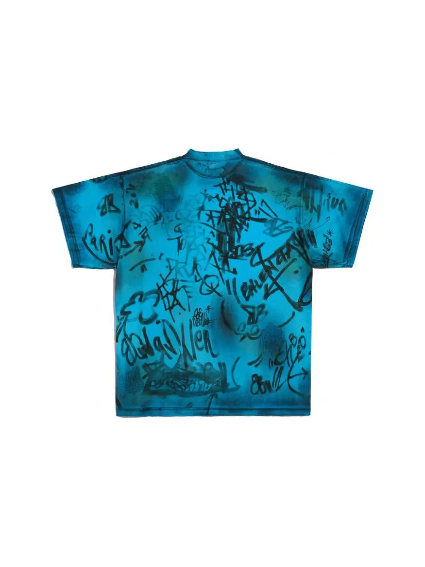 Футболка Balenciaga Skater Graffiti T-Shirt 'Blue Sky' — изображение 2 из 2, синий