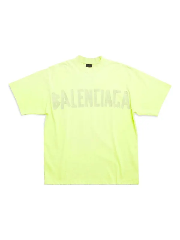 Футболка tape type t-shirt medium fit 'fluo yellow' Balenciaga — изображение 1 из 4, желтый