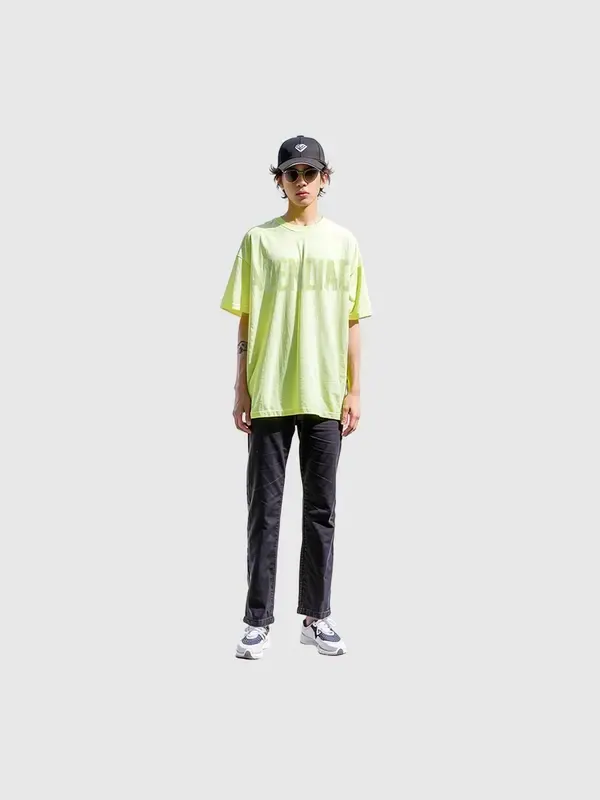 Футболка tape type t-shirt medium fit 'fluo yellow' Balenciaga — изображение 3 из 4, желтый