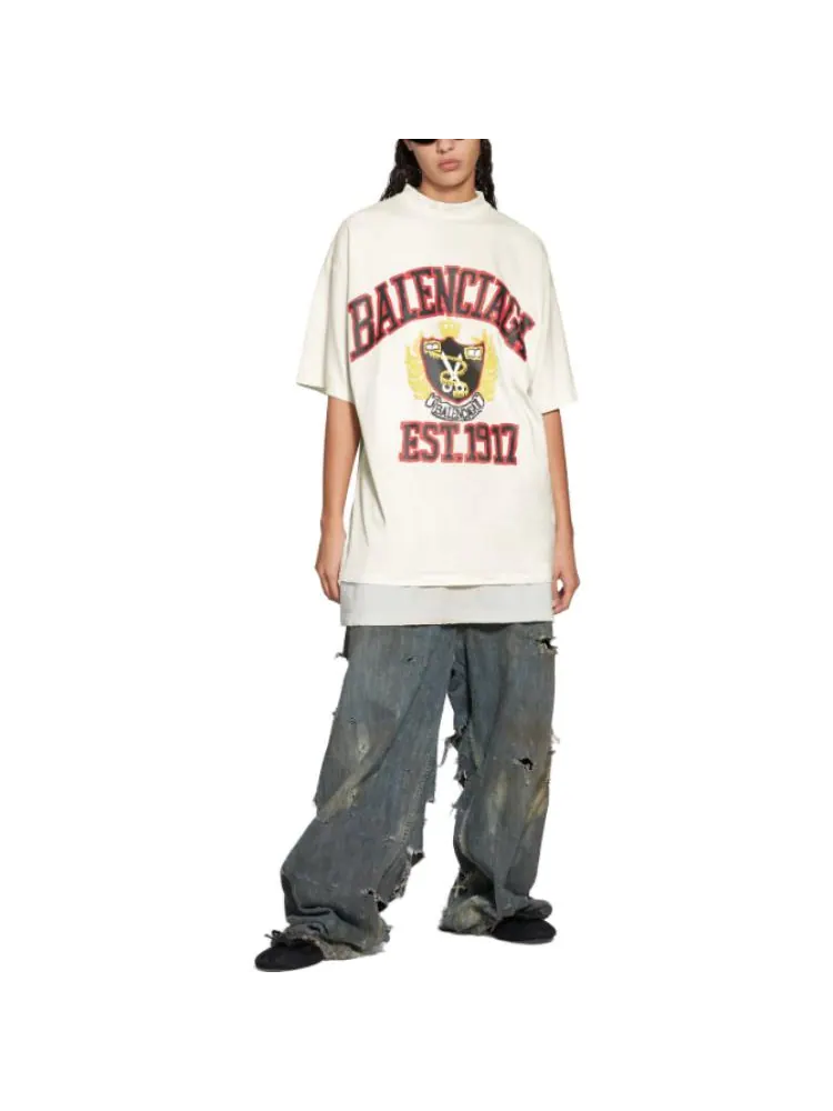 Футболка Balenciaga Est. 1917 Crest Logo T-shirt 'White' — изображение 3 из 5, белый