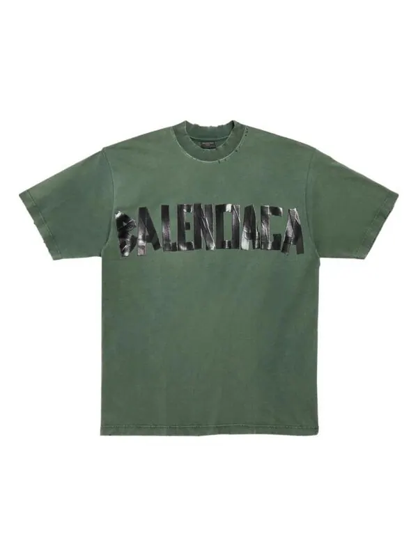 Футболка new tape type t-shirt medium fit 'dark green' Balenciaga — изображение 1 из 4, темный зеленый