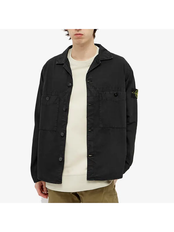 Рубашка two pocket overshirt 'black' Stone Island — изображение 3 из 4, черный
