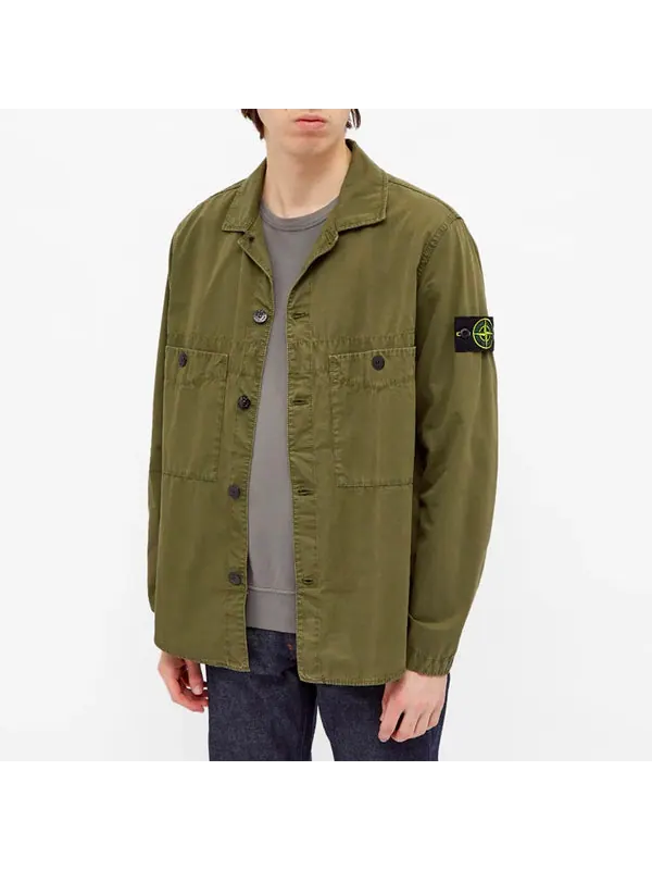 Куртка two pocket overshirt 'olive green' Stone Island — изображение 3 из 3, оливковый зеленый