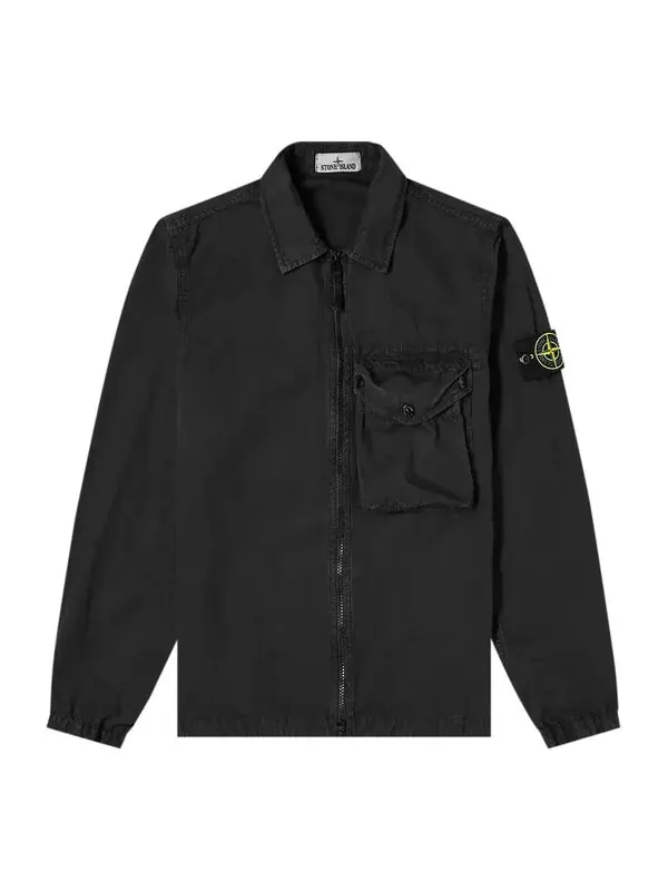 Куртка zip pocket overshirt 'black' Stone Island — изображение 1 из 3, черный