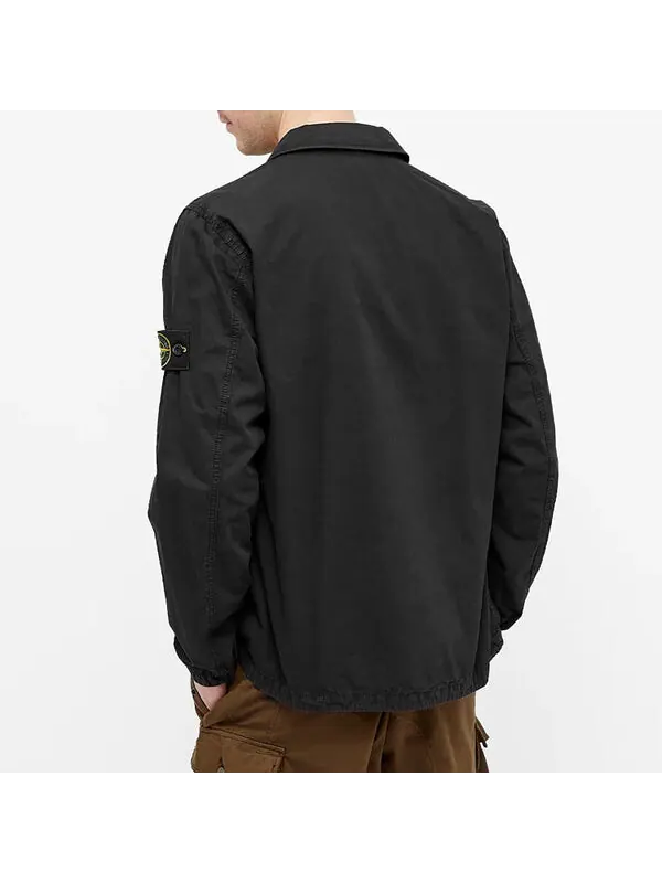 Куртка zip pocket overshirt 'black' Stone Island — изображение 2 из 3, черный