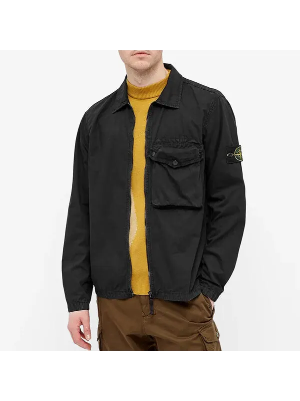 Куртка zip pocket overshirt 'black' Stone Island — изображение 3 из 3, черный