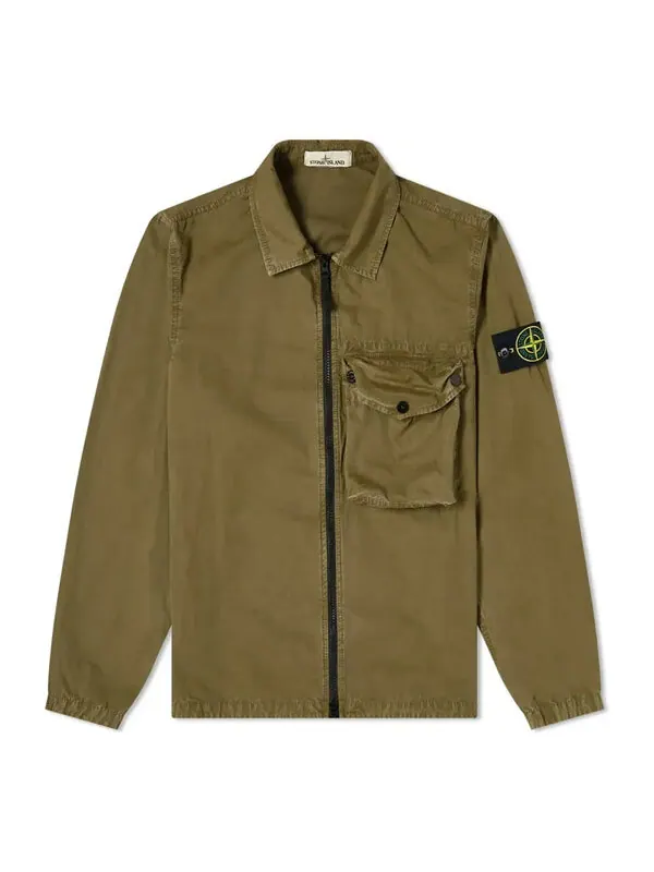 Куртка zip pocket overshirt 'olive green' Stone Island — изображение 1 из 3, оливковый зеленый