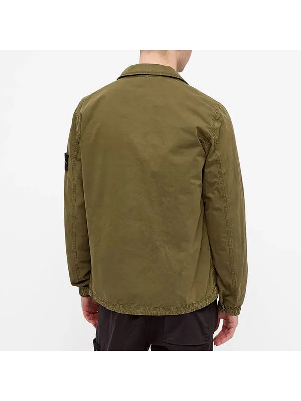 Куртка zip pocket overshirt 'olive green' Stone Island — изображение 2 из 3, оливковый зеленый