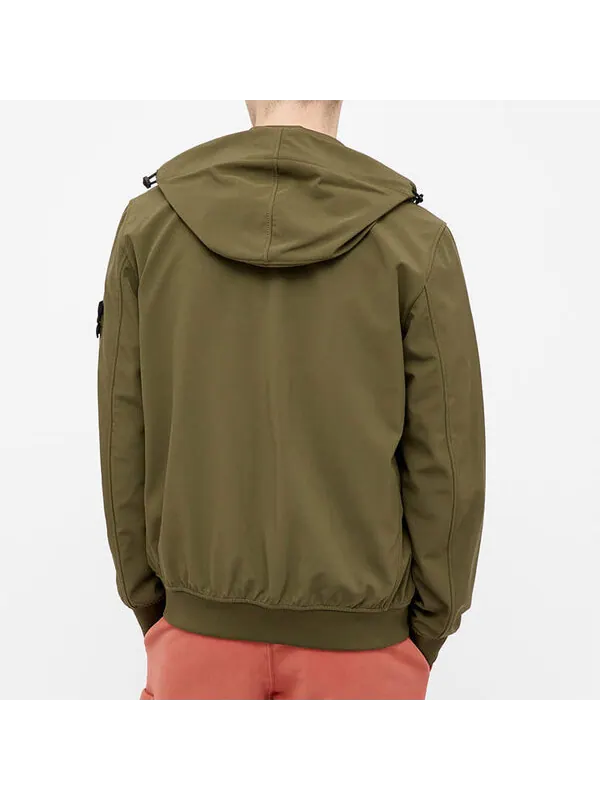 Куртка soft shell-r hooded jacket 'olive green' Stone Island — изображение 2 из 3, оливковый зеленый