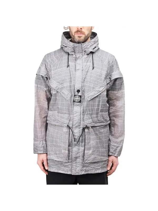 Куртка waffen reflective windbreaker 'grey' Stone Island — изображение 3 из 4, серый