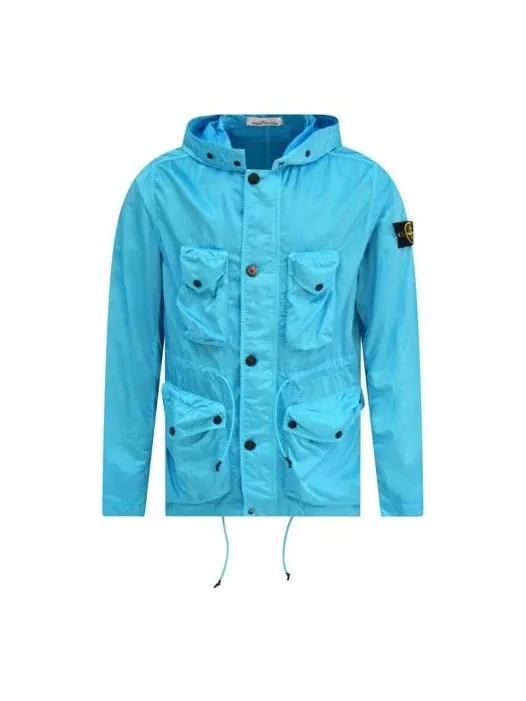 Куртка logo patch drawstring hooded jacket 'blue' Stone Island — изображение 1 из 4, синий