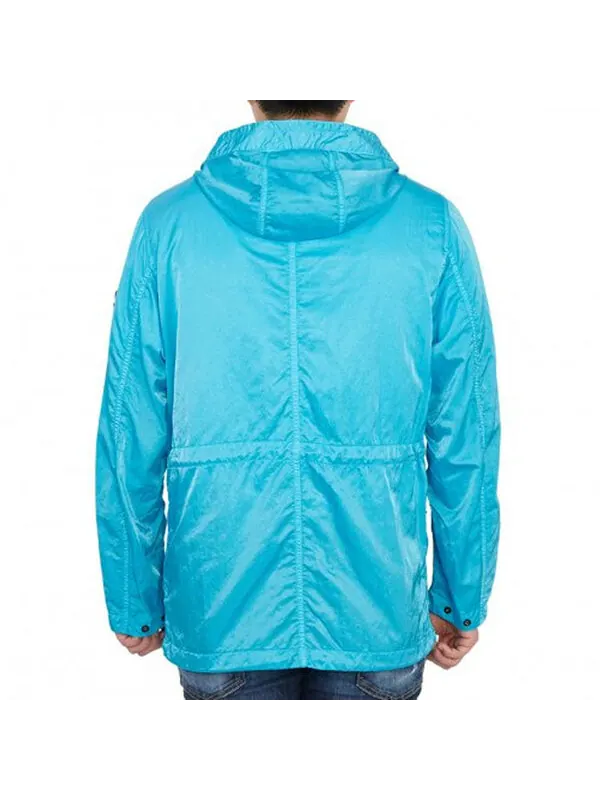 Куртка logo patch drawstring hooded jacket 'blue' Stone Island — изображение 4 из 4, синий