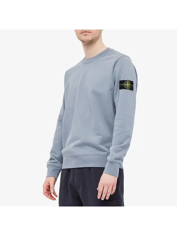 Толстовка patch logo crewneck sweatshirt 'mid blue' Stone Island — изображение 3 из 4, синий