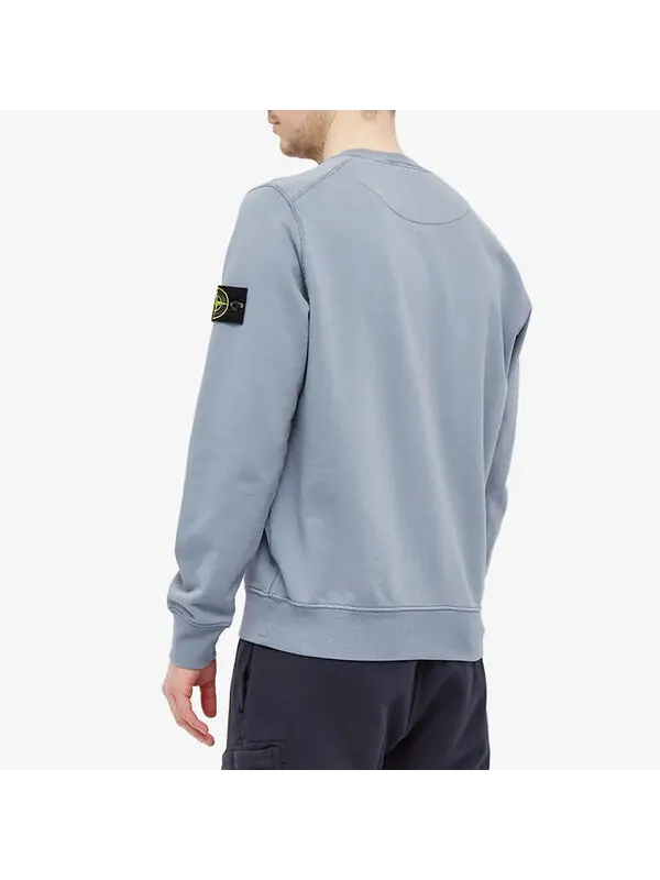 Толстовка patch logo crewneck sweatshirt 'mid blue' Stone Island — изображение 4 из 4, синий