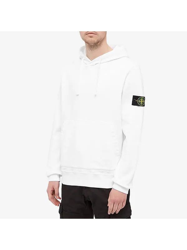 Толстовка garment dyed popover hoodie 'white' Stone Island — изображение 3 из 3, белый