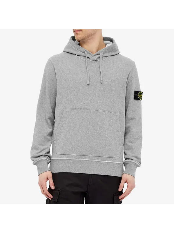 Толстовка garment dyed popover hoodie 'grey marl' Stone Island — изображение 3 из 4, серый