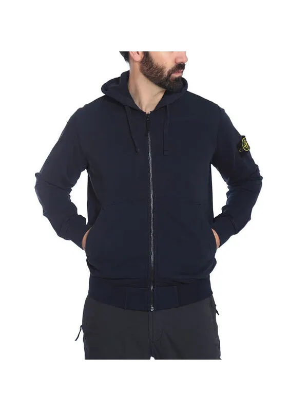 Куртка garment dyed zip through hoodie 'navy' Stone Island — изображение 3 из 4, темно-синий