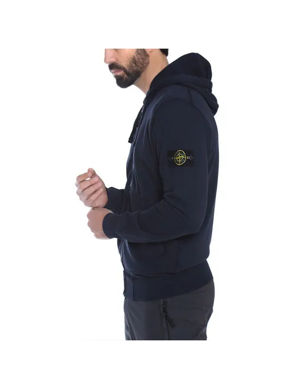 Куртка garment dyed zip through hoodie 'navy' Stone Island — изображение 4 из 4, темно-синий