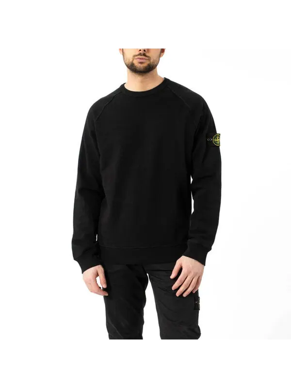 Толстовка logo patch crewneck sweatshirt 'black' Stone Island — изображение 3 из 4, черный