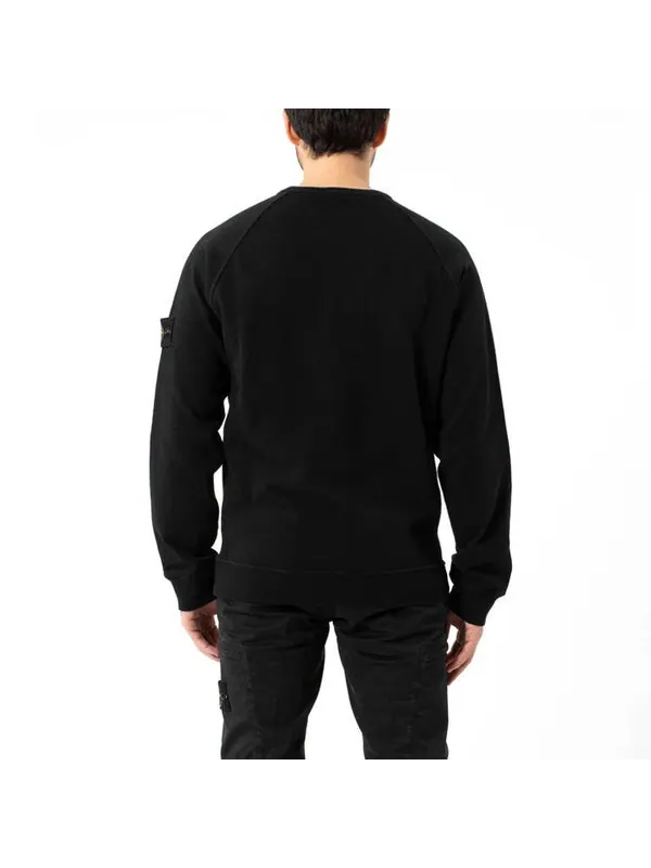 Толстовка logo patch crewneck sweatshirt 'black' Stone Island — изображение 4 из 4, черный