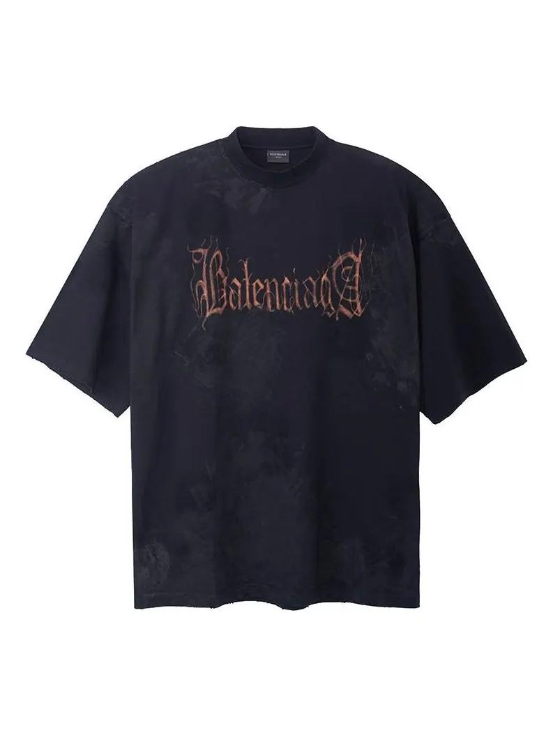 Футболка Balenciaga Heavy Metal T-shirt Large Fit 'Black Faded' — изображение 1 из 6, черный