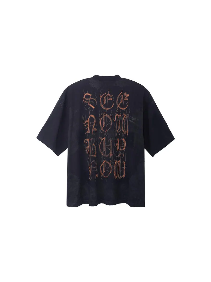Футболка Balenciaga Heavy Metal T-shirt Large Fit 'Black Faded' — изображение 2 из 6, черный